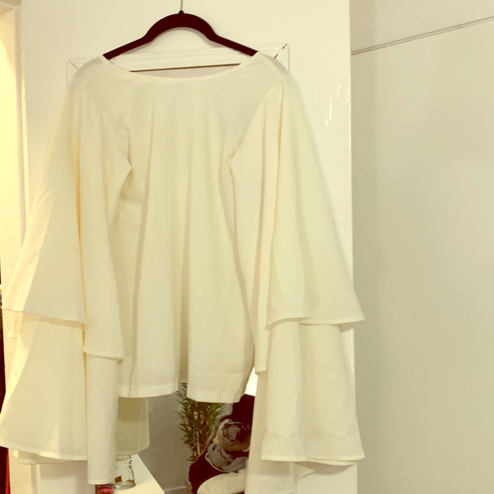 White bell sleeve shirt